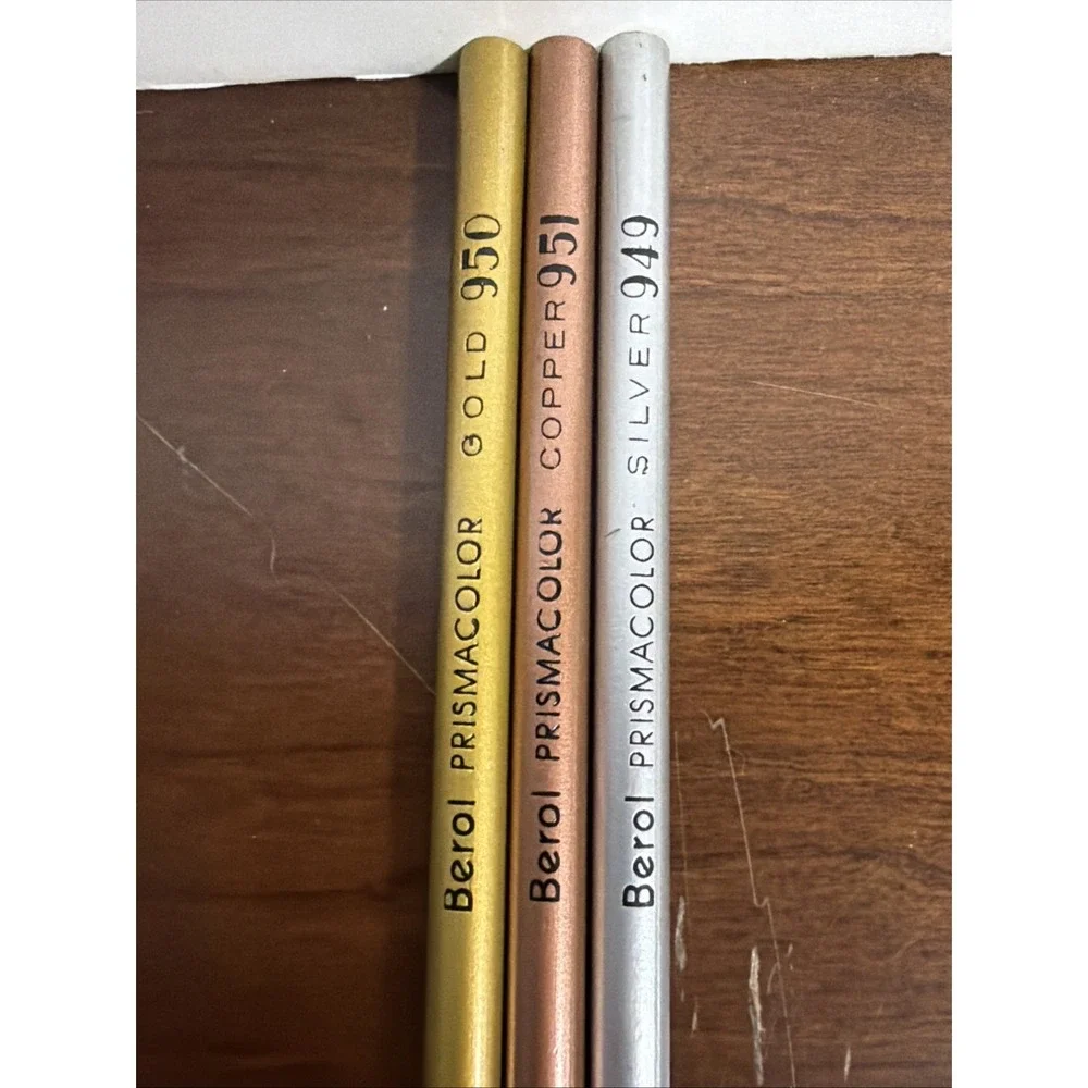 Berol Prismacolor Color Pencils Thick‎ Lead Silver 949 Copper 951 Gold 950